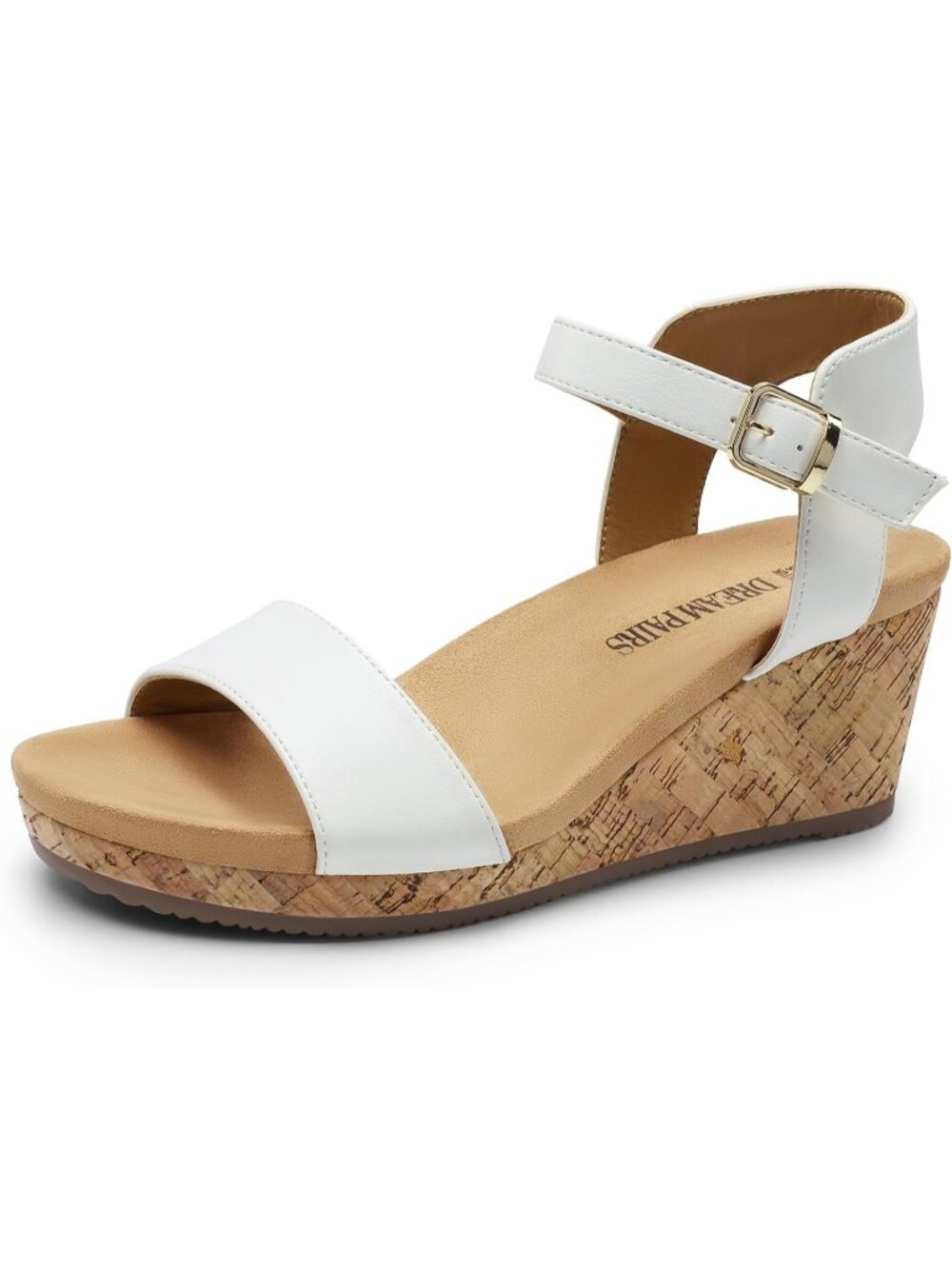 Women's Platform Wedge Sandals White OpenToe Ankle Strap Buckle Shoes For Summer